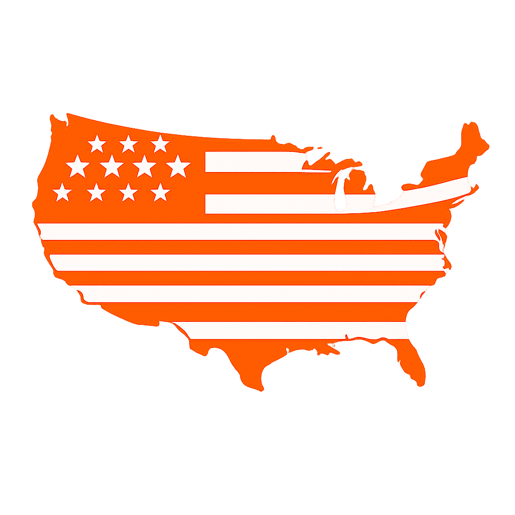 Map silhouette of the United States for ABR nationwide shop search